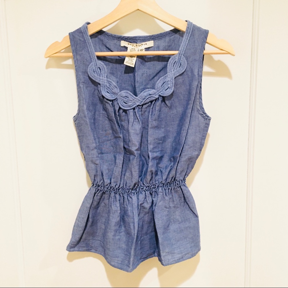 ⭐️ Max Studio Chambray Peplum Sleeveless Top XSP